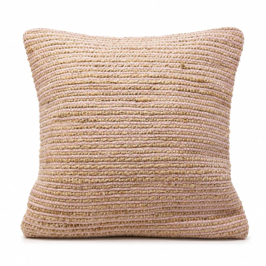 Jute Cotton Stripe Cushion Cov
