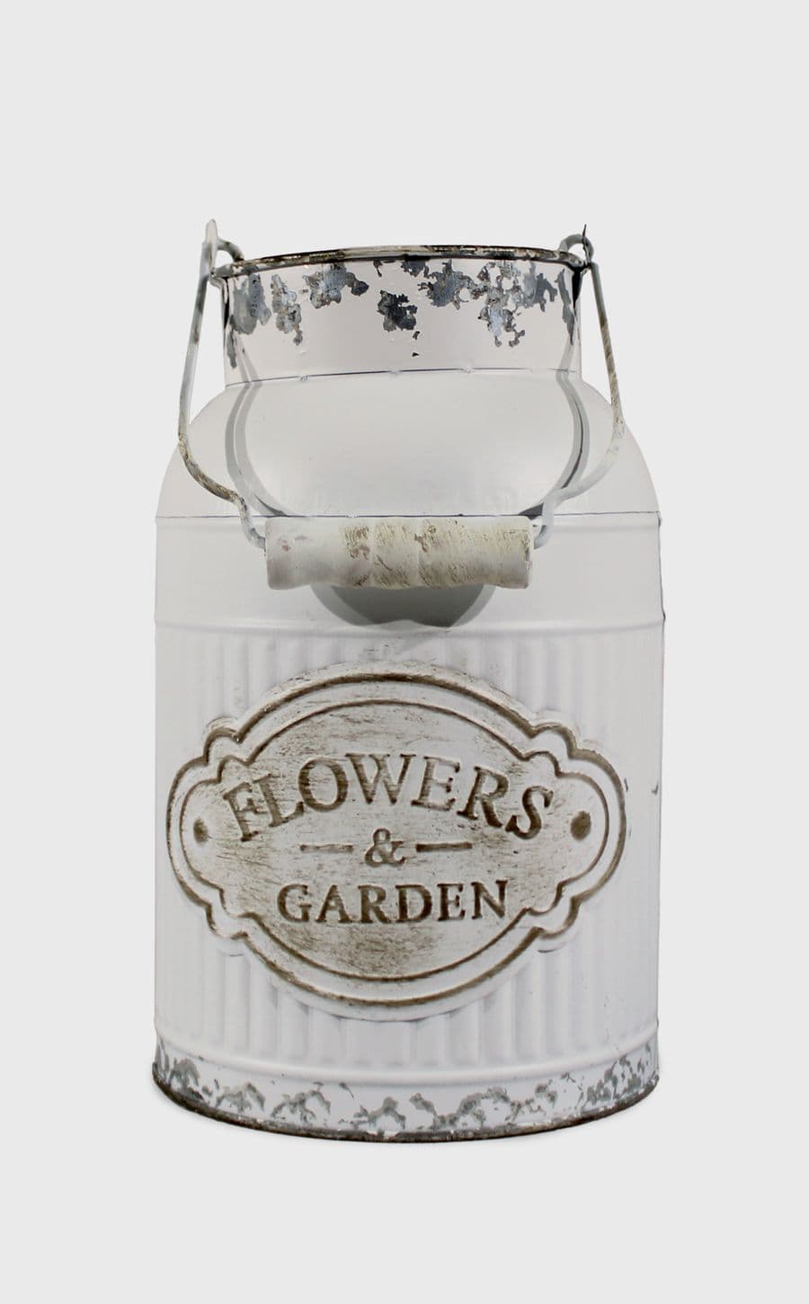 Large Chic White Metal Vase
