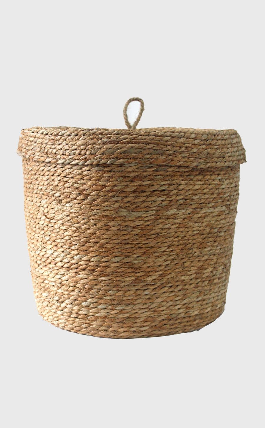 Natural Rope Basket W/ Lid Lg