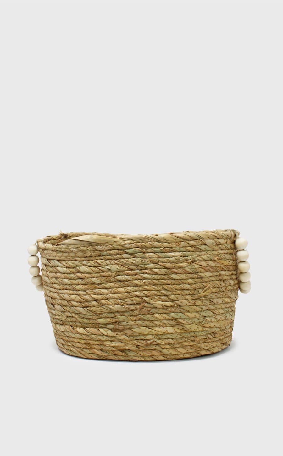 Wooden Beaded Handle Basket Md